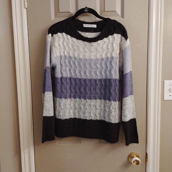 NWT SKOVHUUS STRIPED WOMEN'S CABLE KNIT SWEATER MADE IN ITALY - Picture 3 of 14